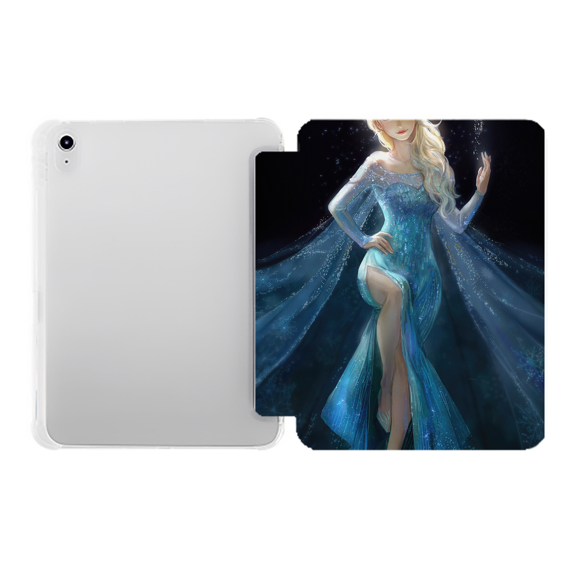 （画像用） アナと雪の女王 アンナ エルサ Frozen Anna Elsa IPad ケース ペン収納付き 三つ折りスタンド PUレザー×シリコン 対応機種9.5/10.5/10.9インチ